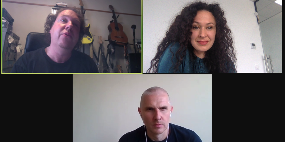 Онлайн среща между Мариана Макавеева, ръководител на проекта, Теньо Гогов, сценарист и Фроде Барт от Culture Breaks Borders