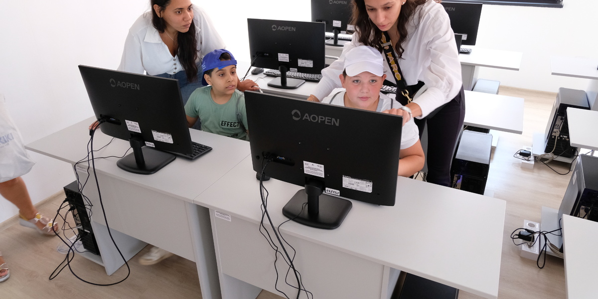 the computer room has its first visitors
